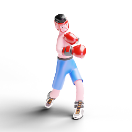 Fighter doing practice for match 3D Illustration