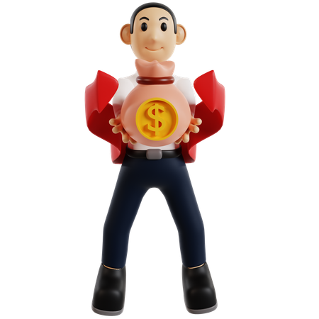 Figura de juguete empresario rico  3D Illustration