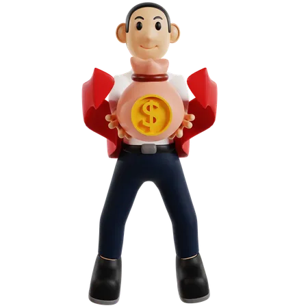 Figura de juguete empresario rico  3D Illustration