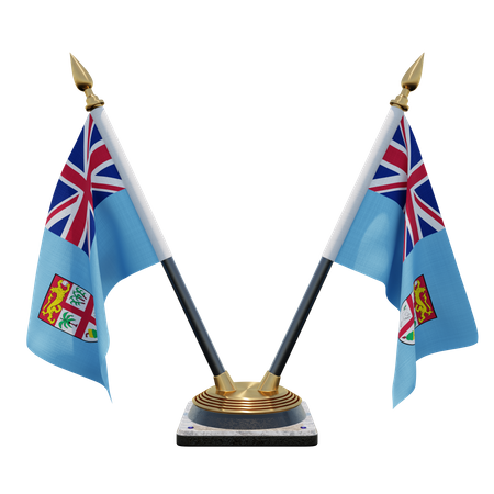 Fiji Double Desk Flag Stand  3D Icon