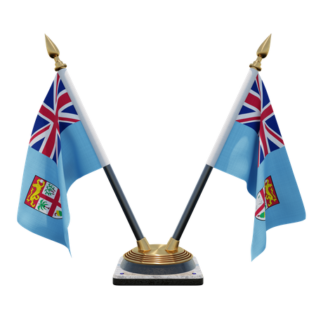 Fiji Double Desk Flag Stand  3D Flag