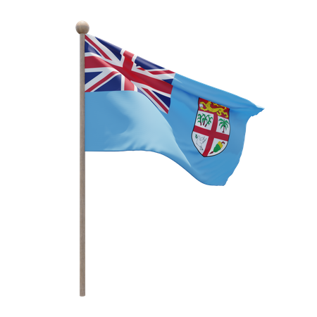 Fiji Flag Pole  3D Illustration