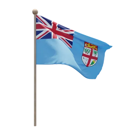 Fiji Flag Pole  3D Illustration