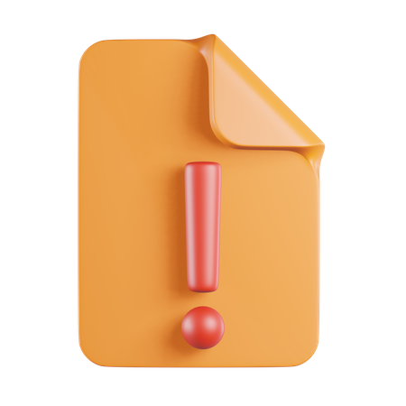File Exclamation Sign 3D Icon