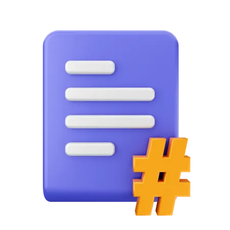 File Hashtag  3D Icon