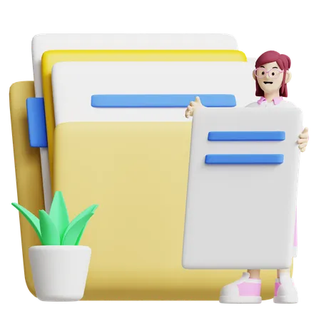 This 3 D Icon Represents File Management With Folders And Documents Ideal For Projects Related To Document Organization And Office Administration 3D Illustration