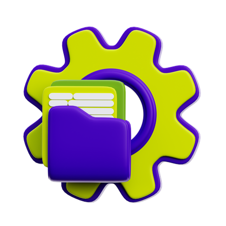 File Management With Gear And Folder  3D Icon