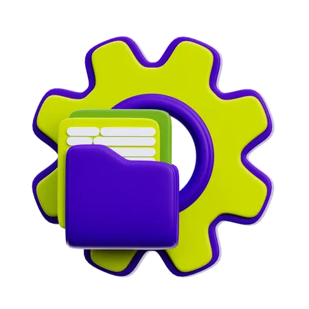 File Management With Gear And Folder  3D Icon