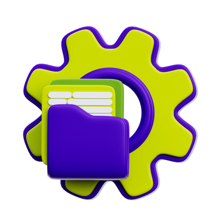 File Management With Gear And Folder  3D Icon