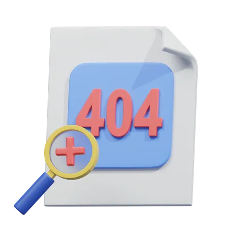 파일이나 페이지를 찾을 수 없음을 나타내기 위해 디지털 인터페이스에서 일반적으로 사용되는 404 오류가 있는 문서를 나타냅니다 3D Icon