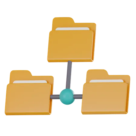Folder Icons And A Network Structure Ideal For Depicting Concepts Of Connectivity File Management And Data Organization 3 D Render Illustration 3D Icon