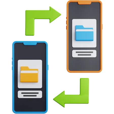 3 D Illustration Icon Smartphone Folder File Transfer 3D Icon
