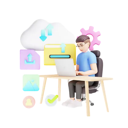 File Uploading  3D Illustration