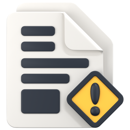 File With Attention Sign  3D Icon