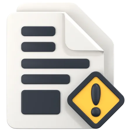 File With Attention Sign  3D Icon