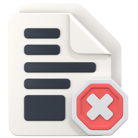 File With Block Sign  3D Icon