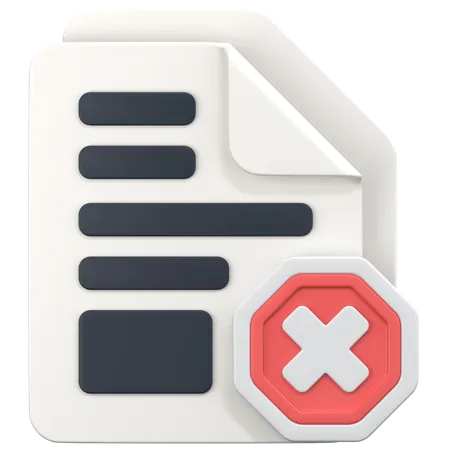 File With Block Sign  3D Icon