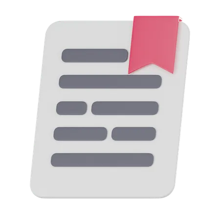 File With Bookmark  3D Icon