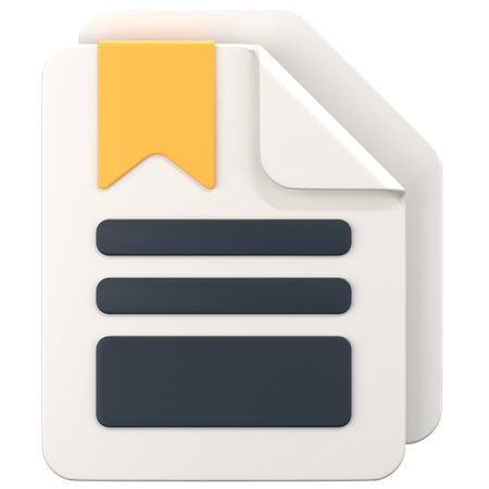 File With Bookmark Sign  3D Icon