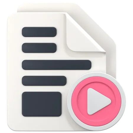 File With Button Sign  3D Icon