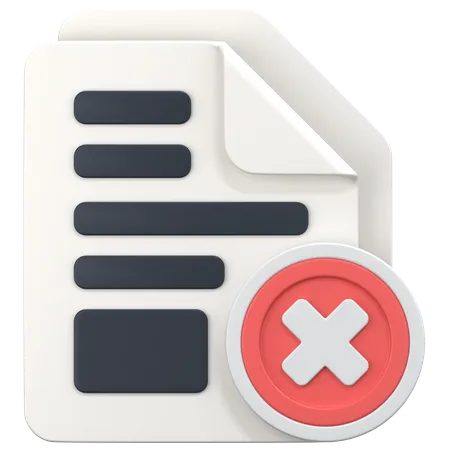 File With Delete Sign  3D Icon