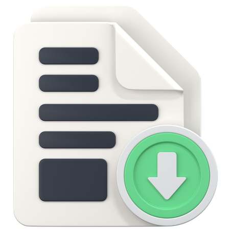 File With Download Sign  3D Icon