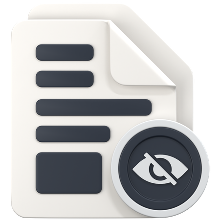 File With Hide Sign  3D Icon