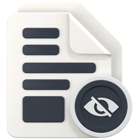 File With Hide Sign  3D Icon