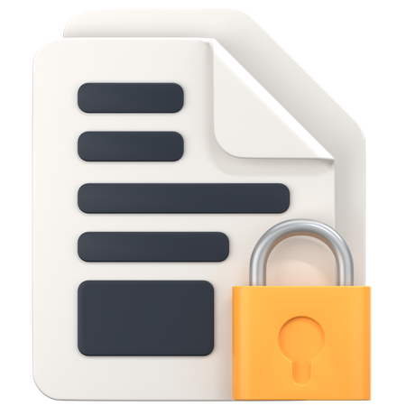 File With Lock Sign  3D Icon