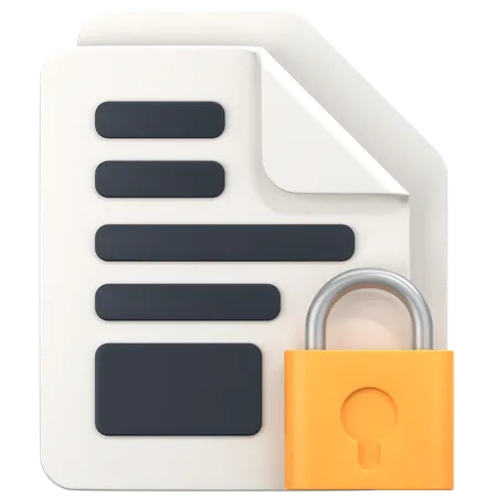 File With Lock Sign  3D Icon