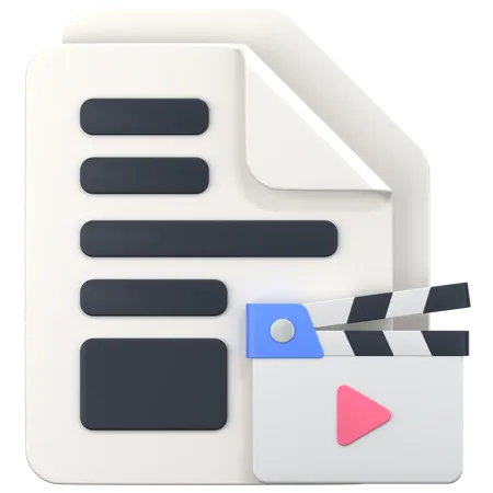 File With Movie Sign  3D Icon