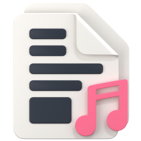 File With Music Sign  3D Icon