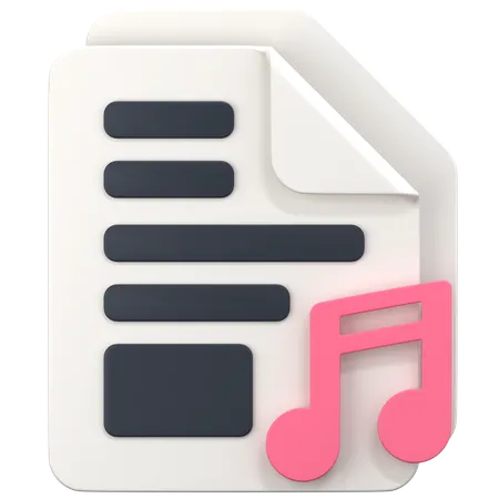 File With Music Sign  3D Icon