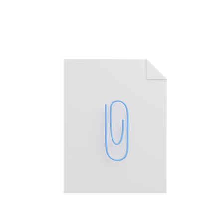 File With Paper Clip 3D Illustration