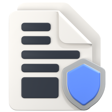 File With Protect Sign  3D Icon