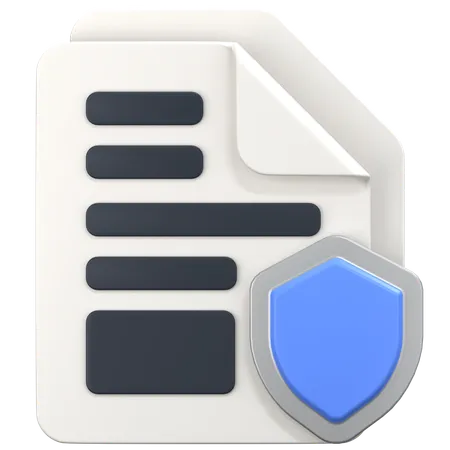 File With Protect Sign  3D Icon