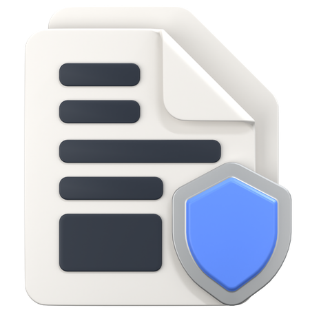 File With Protect Sign  3D Icon