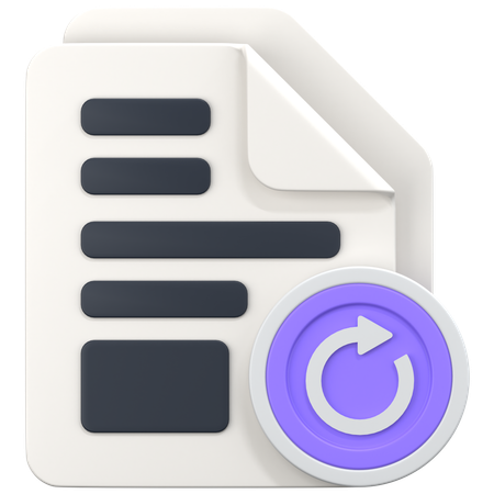 File With Refresh Sign  3D Icon