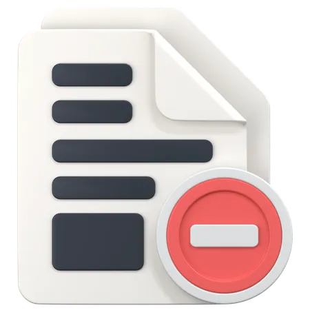 File With Remove Sign  3D Icon