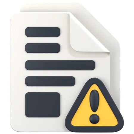 File With Scam Warning Sign  3D Icon