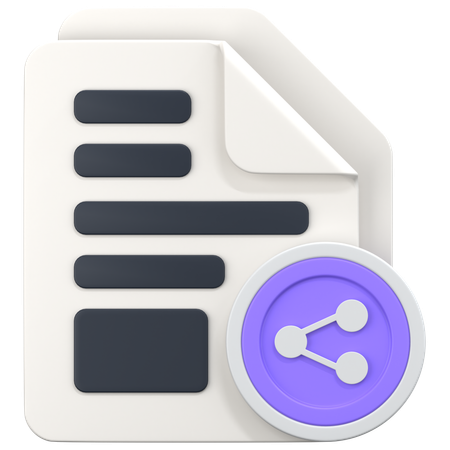 File With Share Sign  3D Icon