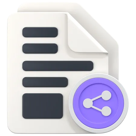 File With Share Sign  3D Icon