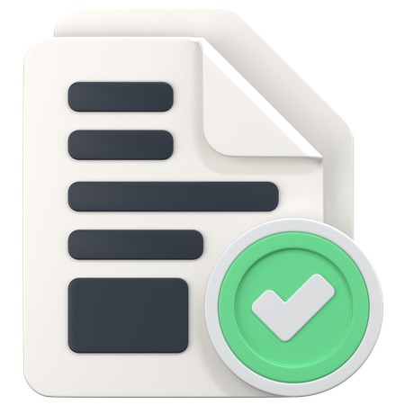 File With Sign Approve  3D Icon