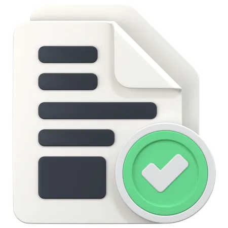 File With Sign Approve  3D Icon