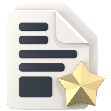 File With Star Sign  3D Icon