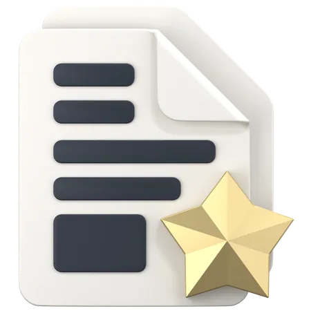 File With Star Sign  3D Icon