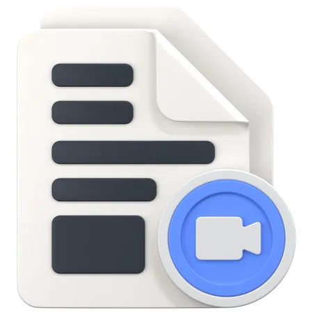 File With Video Recorder Sign  3D Icon