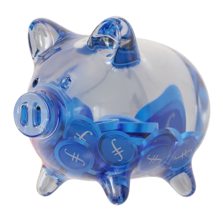 Filecoin (FIL) Clear Glass Piggy Bank  3D Icon