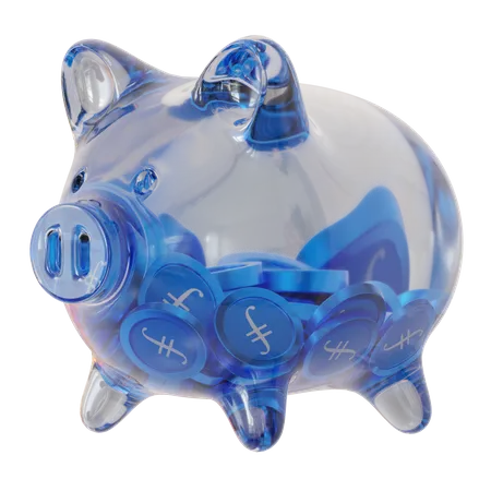 Filecoin (FIL) Clear Glass Piggy Bank 3D Icon