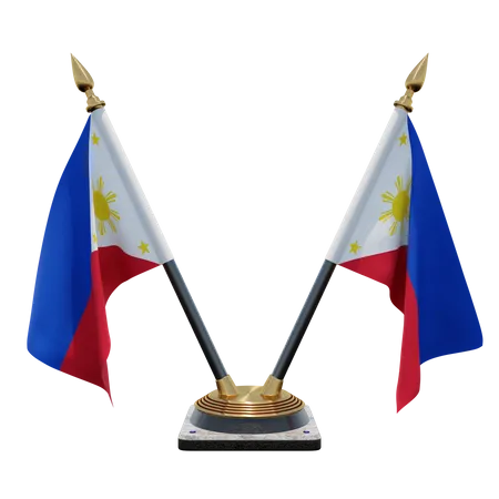 Soporte de bandera de escritorio doble de Filipinas  3D Flag